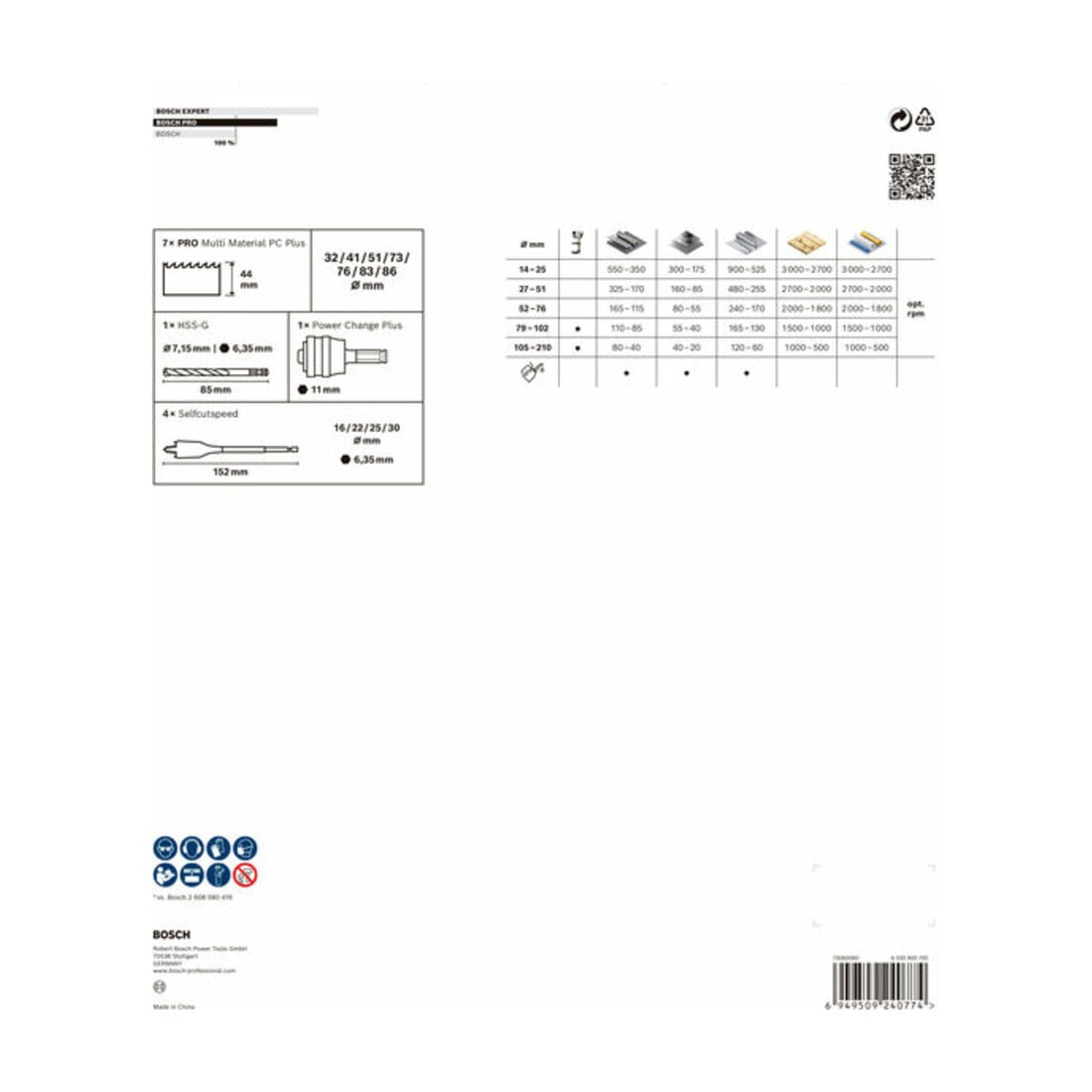 Bosch PRO Multi Material PC Plus Lochsägen Set, 22-86 mm, 13-tlg.