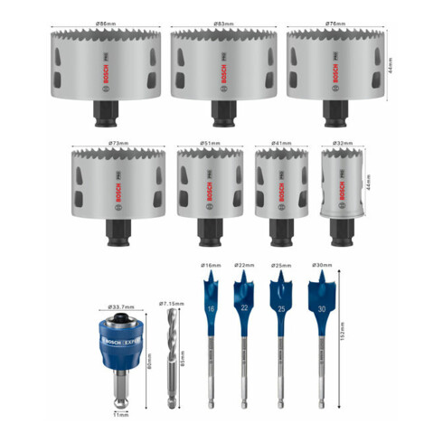 Bosch PRO Multi Material PC Plus Lochsägen Set, 22-86 mm, 13-tlg.