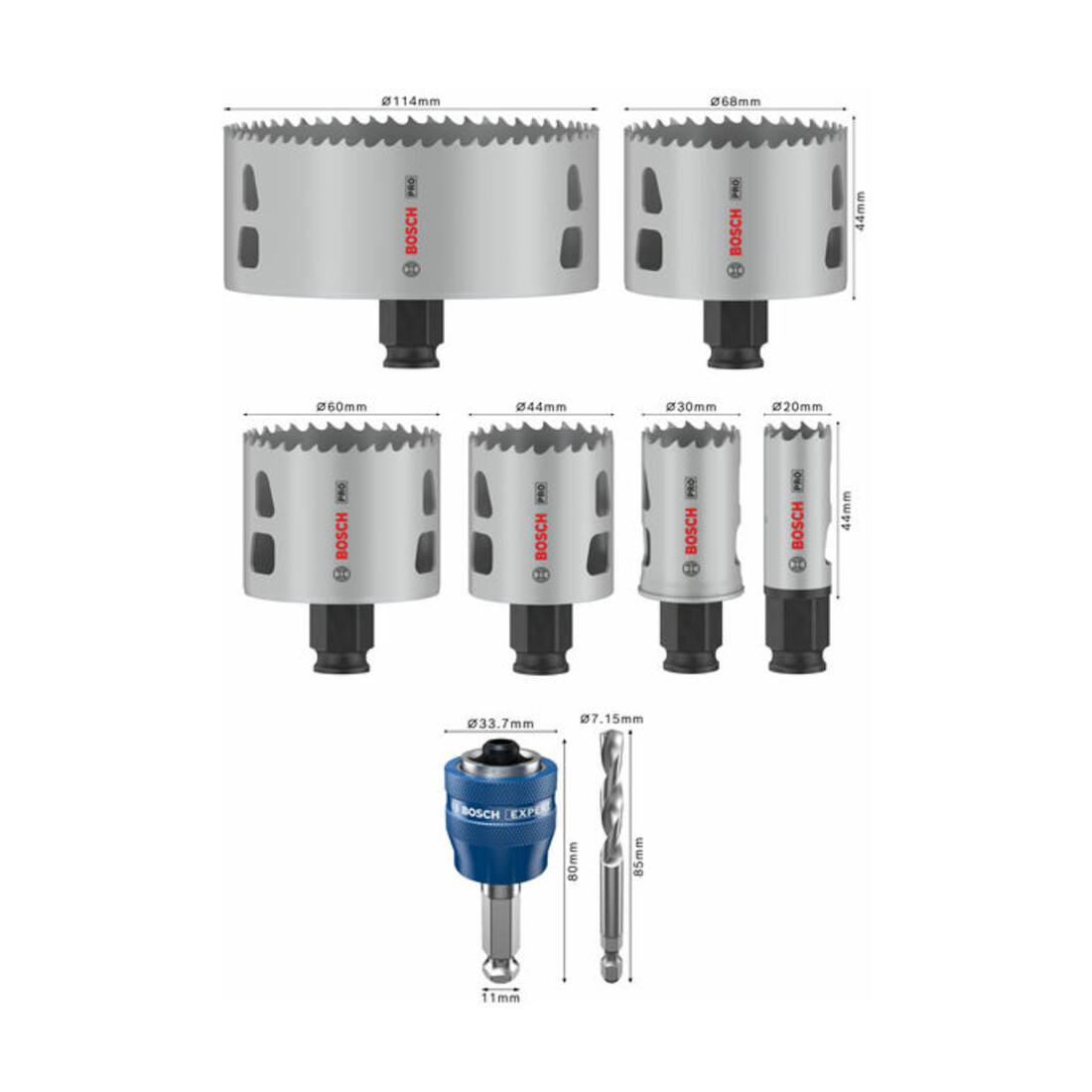 Bosch PRO Multi Material PC Plus Lochsägen-Set, 8-tlg.