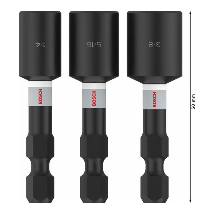 Bosch PRO Nutsetter Impact Set , 1/4" x 50 mm, 5/16" x 50 mm, 3/8" x 50 mm, 3-tlg.