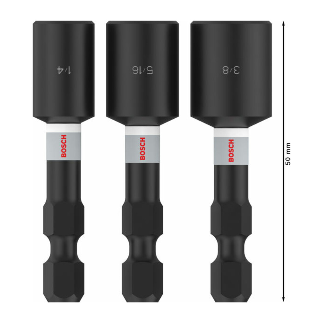 Bosch PRO Nutsetter Impact Set , 1/4" x 50 mm, 5/16" x 50 mm, 3/8" x 50 mm, 3-tlg.