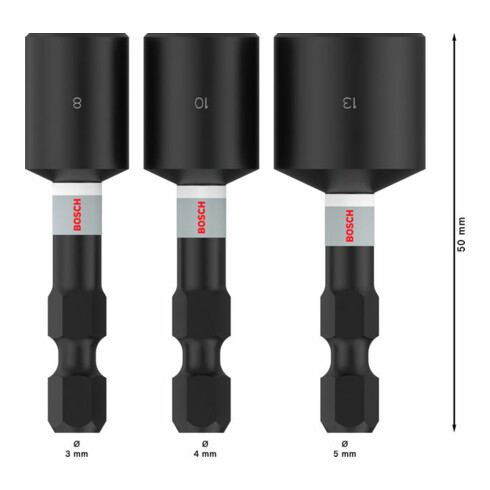 Bosch PRO Nutsetter Impact Set, 8 x 50, 10 x 50, 13 x 50 mm, 3-tlg.