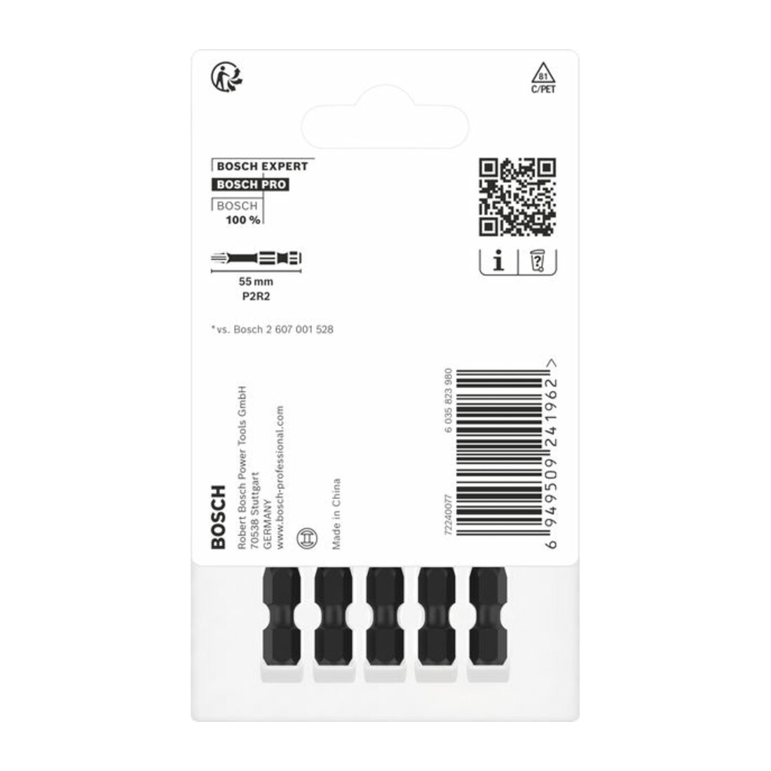 Bosch PRO P2R2 Embout de vissage à percussion, 55 mm, 5 pcs