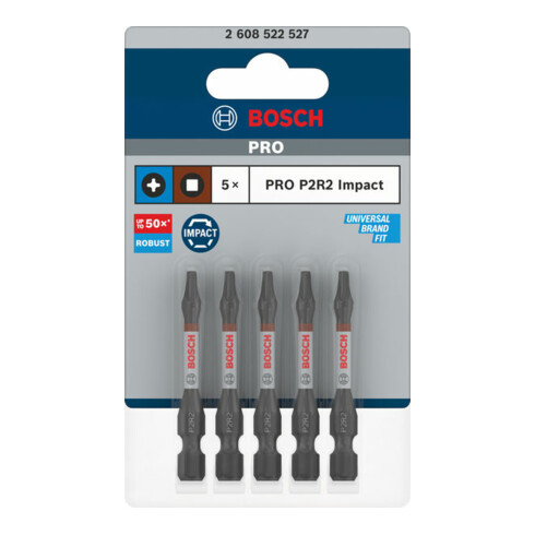 Bosch PRO P2R2 Embout de vissage à percussion, 55 mm, 5 pcs