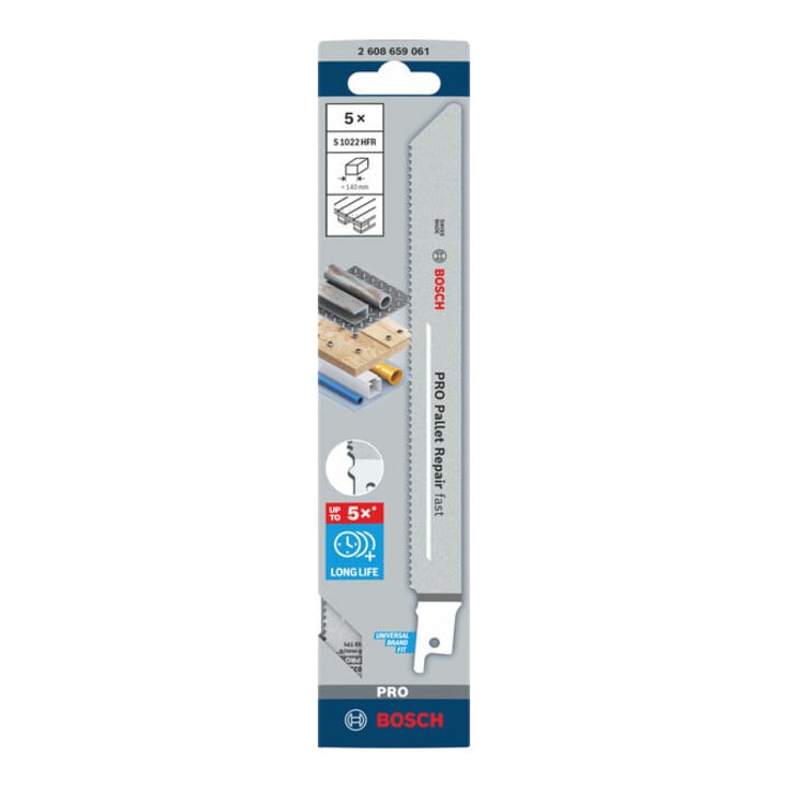 Bosch PRO Pallet Repair fast S1022HFR Säbelsägeblatt, 0,9 x 19 x 200 mm, 5-tlg.