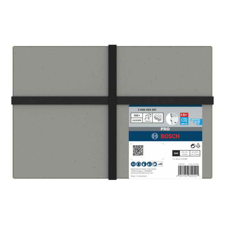 Bosch PRO Pallet Repair S1132VFR Säbelsägeblatt, 0,9 x 19 x 225 mm, 100-tlg.