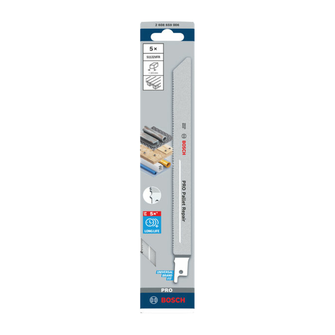 Bosch PRO Pallet Repair S1132VFR Säbelsägeblatt, 0,9 x 19 x 225 mm, 5-tlg.