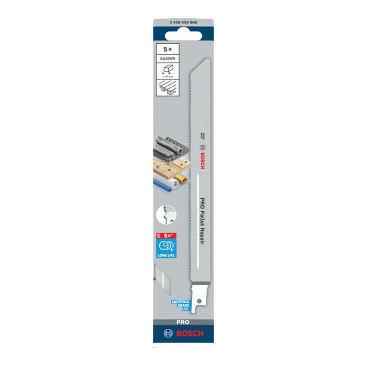Bosch PRO Pallet Repair S1135VFR Säbelsägeblatt, 1,25 x 19 x 225 mm, 5-tlg.
