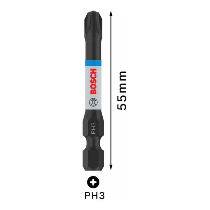 Bosch PRO Phillips Impact Bit, PH3, 55 mm, 2-tlg.