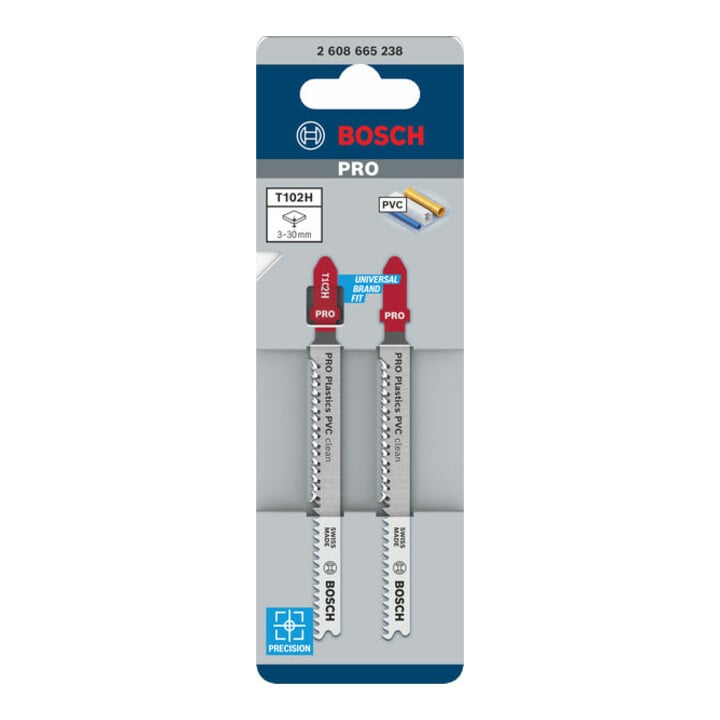 Bosch PRO Plastics Lame de scie sauteuse T102H PVC, 100 mm, 2 pcs