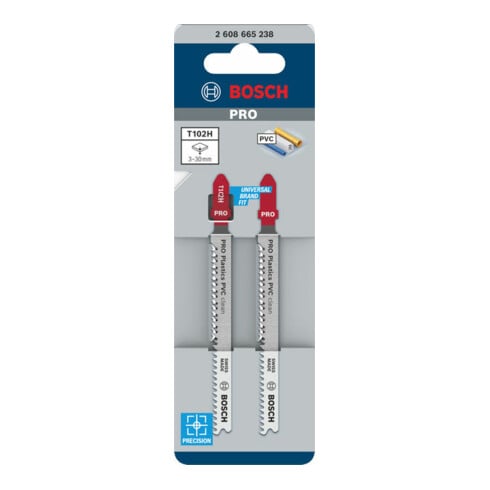 Bosch PRO Plastics Lame de scie sauteuse T102H PVC, 100 mm, 2 pcs