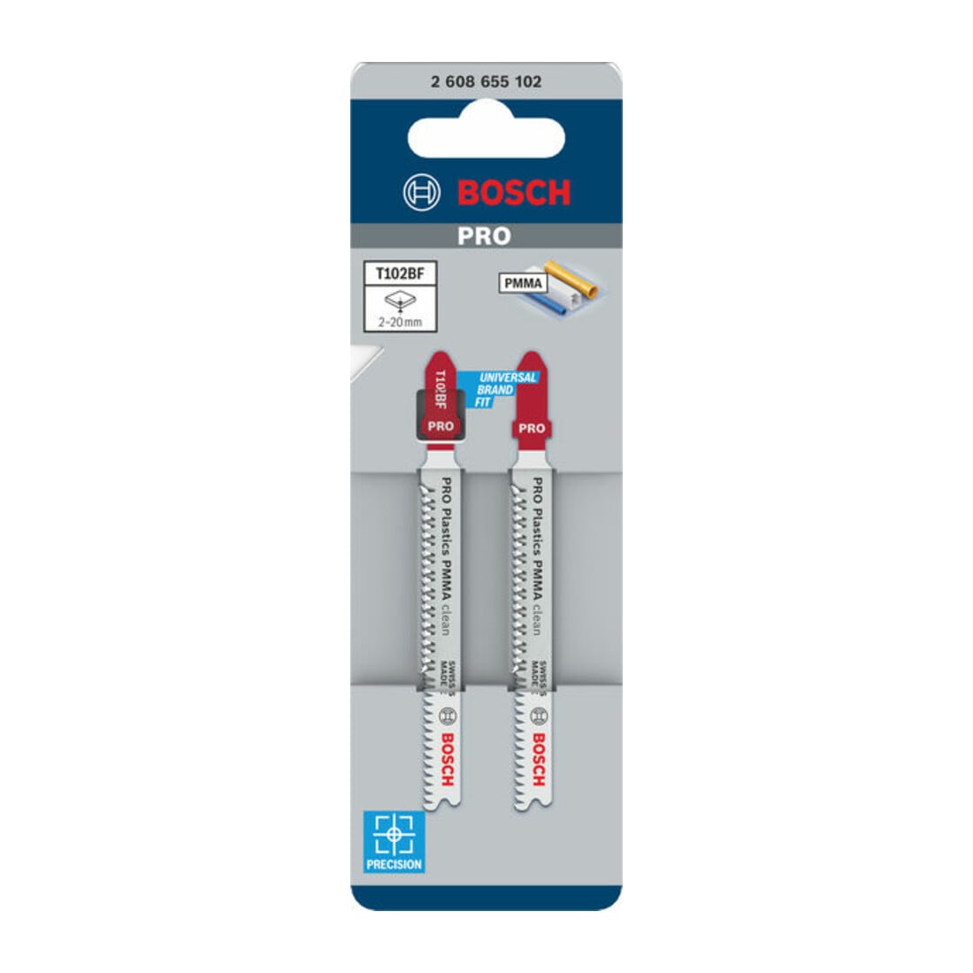 Bosch PRO Plastics PMMA lame de scie sauteuse T102BF, 92 mm, 2 pcs