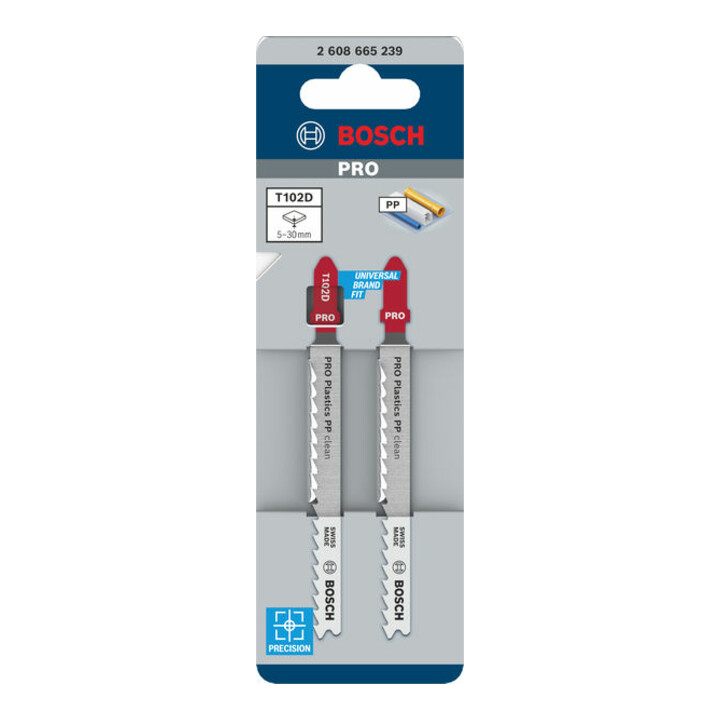 Bosch PRO Plastics PP clean lame de scie sauteuse T102D, 100 mm, 2 pcs