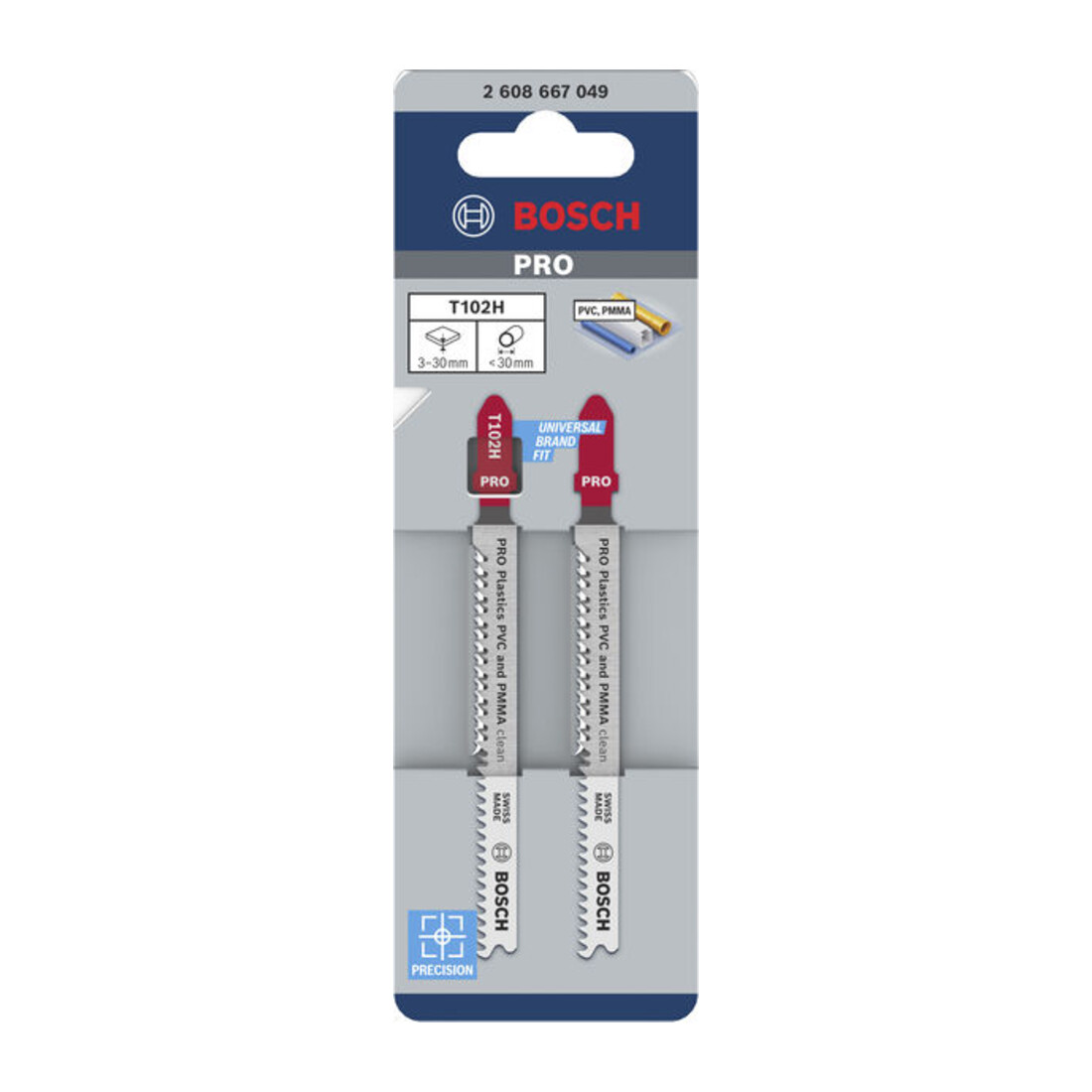 Bosch PRO Plastics PVC clean T102H Stichsägeblatt, 100 mm, 2-teilig