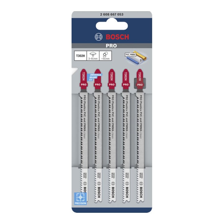 Bosch PRO Plastics PVC clean T302H Stichsägeblatt, 132 mm, 5-teilig