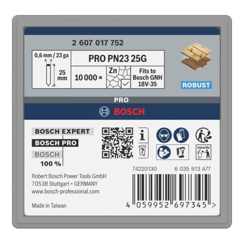 Bosch PRO PN23 G-Pin, 0,65/23 g, verzinkt, 25 mm, 10.000-tlg