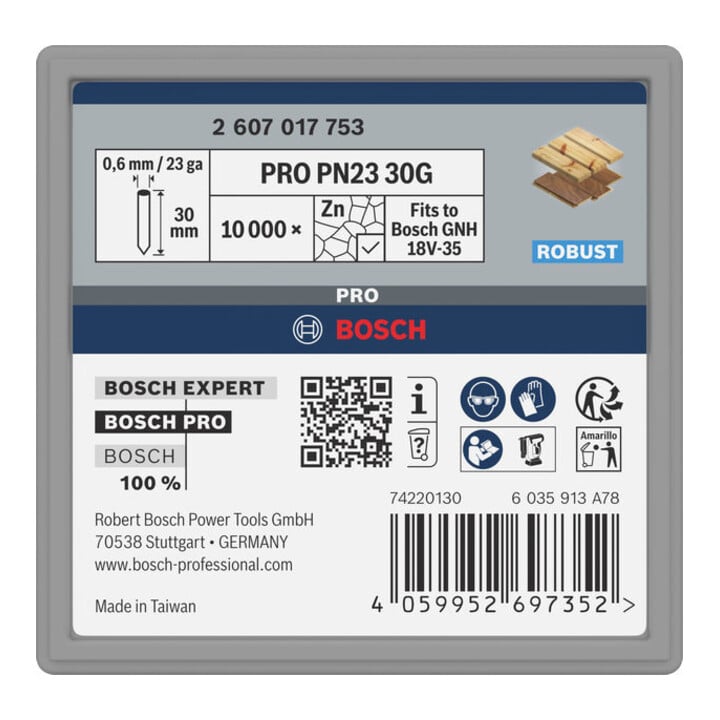 Bosch PRO PN23 G-Pin, 0,65/23 g, verzinkt, 30 mm, 10.000-tlg