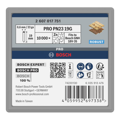 Bosch PRO PN23 G-Pin, 0,65/23 g, zincato, 19 mm, 10.000 pz