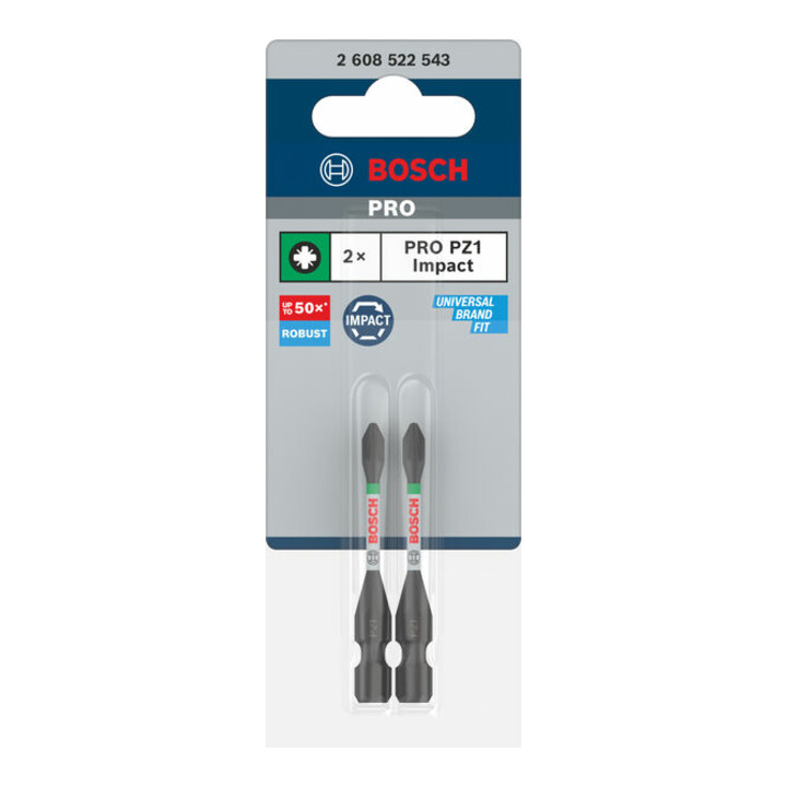 Bosch PRO Pozidriv Impact Bit, PZ1, 55 mm, 2-tlg.