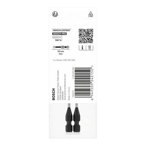 Bosch PRO Pozidriv Impact Bit, PZ1, 55 mm, 2-tlg.