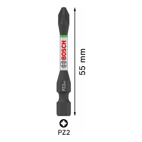 Bosch PRO Pozidriv Impact Bit, PZ2, 55 mm, 15-tlg.