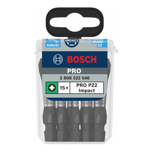 Bosch PRO Pozidriv Impact Bit, PZ2, 55 mm, 15-tlg.
