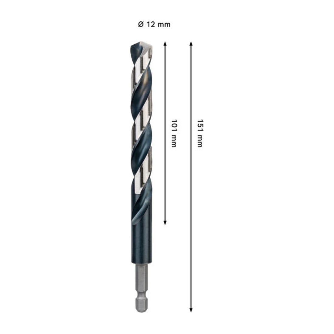 Bosch PRO Punta a spirale HSS-G Impact per metallo, 12 x 101 x 151 mm
