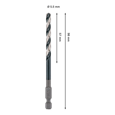 Bosch PRO Punta a spirale HSS-G Impact per metallo, 5,5 x 57 x 98 mm