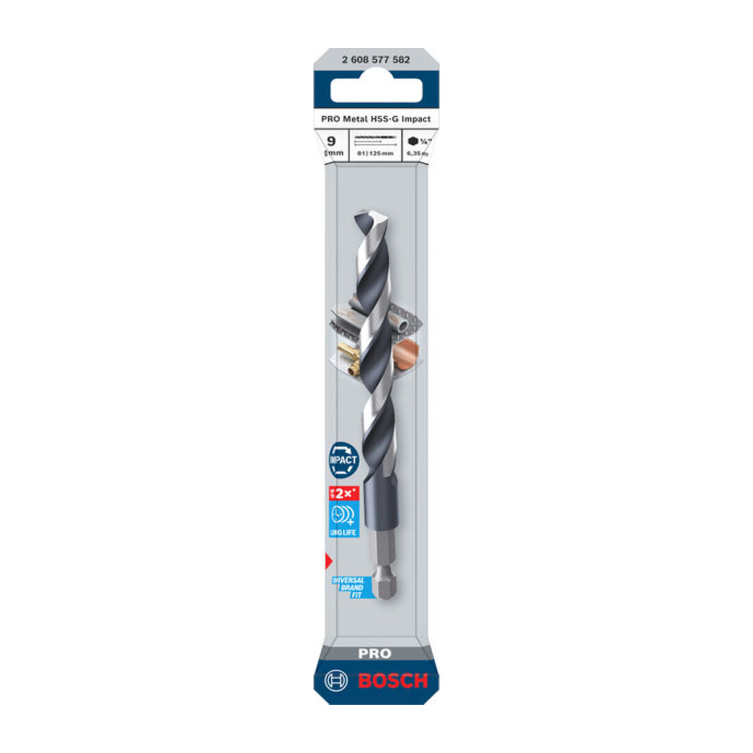 Bosch PRO Punta a spirale HSS-G Impact per metallo, 9 x 81 x 125 mm