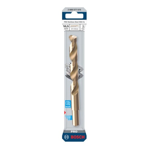 Bosch PRO Punta a spirale in acciaio inox HSS-Co, 10,5 x 87 x 133 mm