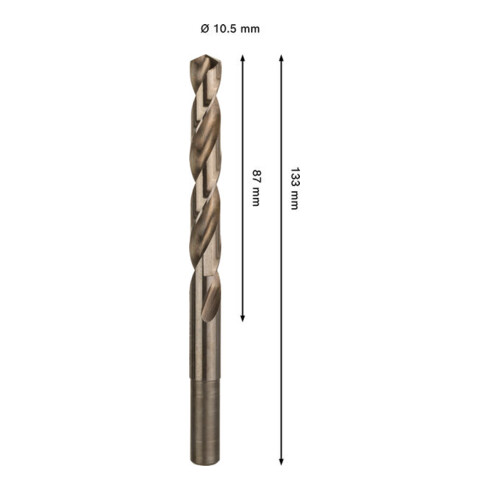 Bosch PRO Punta a spirale in acciaio inox HSS-Co, 10,5 x 87 x 133 mm