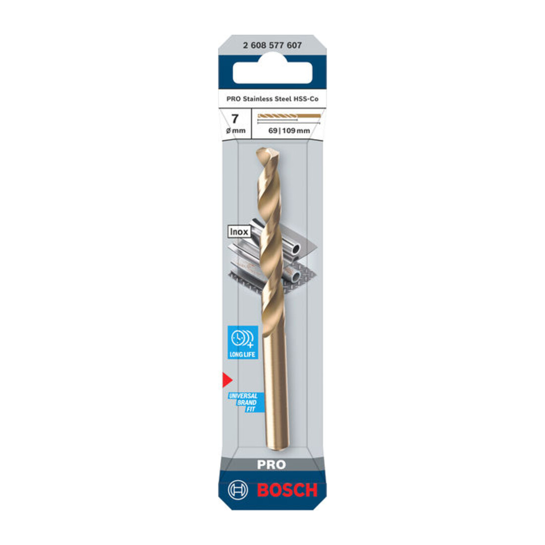 Bosch PRO Punta a spirale in acciaio inox HSS-Co, 7 x 69 x 109 mm
