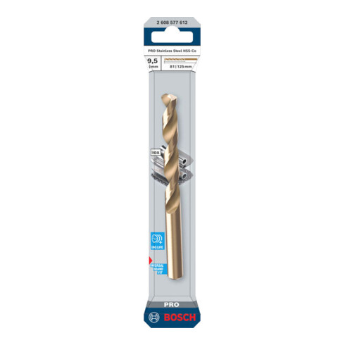 Bosch PRO Punta a spirale in acciaio inox HSS-Co, 9,5 x 81 x 125 mm