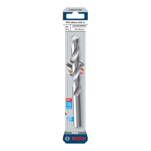Bosch PRO Punta a spirale in metallo HSS-G, 11 x 94 x 142 mm