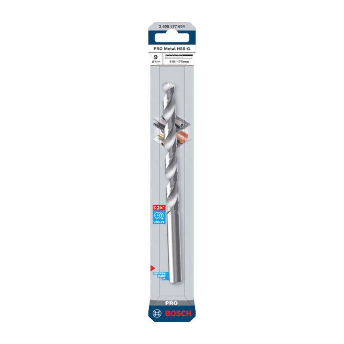 Bosch PRO Punta a spirale in metallo HSS-G, 9 x 115 x 175 mm