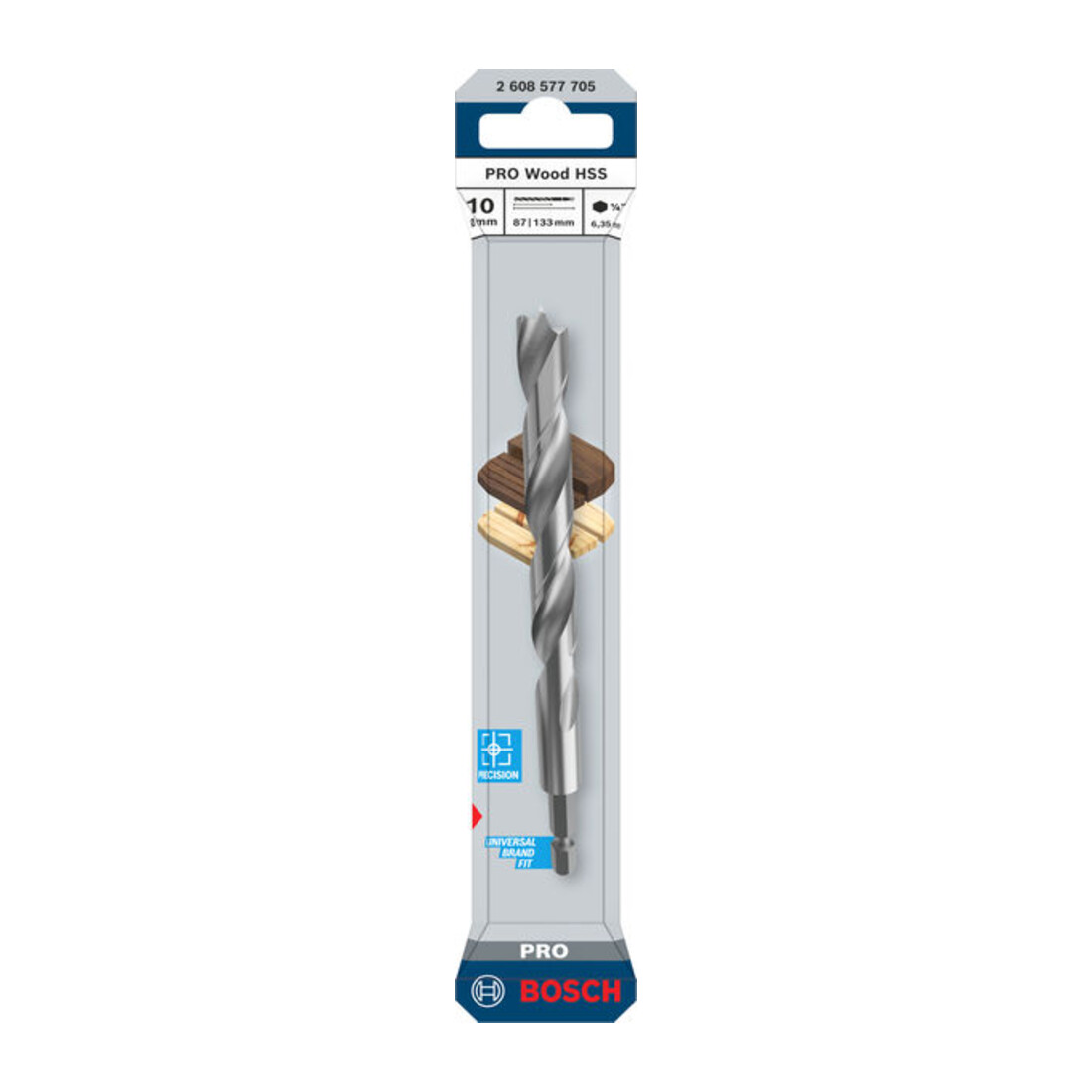 Bosch PRO Punta a spirale per legno HSS, 10x87x133 mm