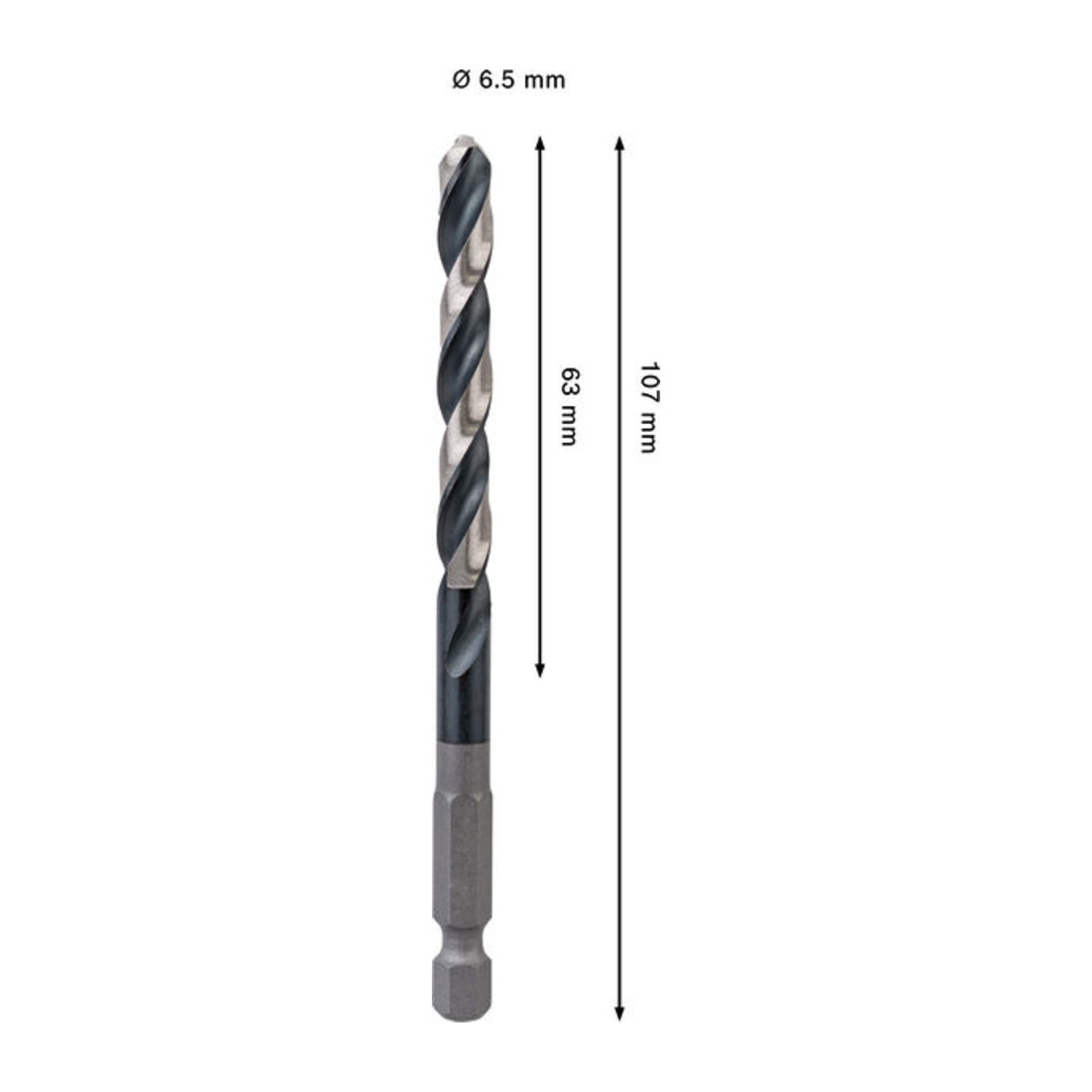 Bosch PRO Punta elicoidale a impatto in metallo HSS-G, 6,5 x 63 x 107 mm