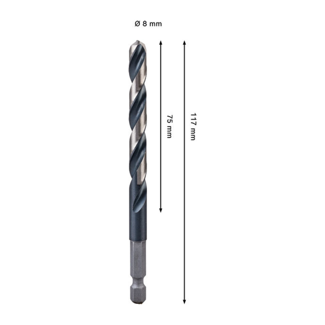 Bosch PRO Punta elicoidale a impatto in metallo HSS-G, 8 x 75 x 117 mm