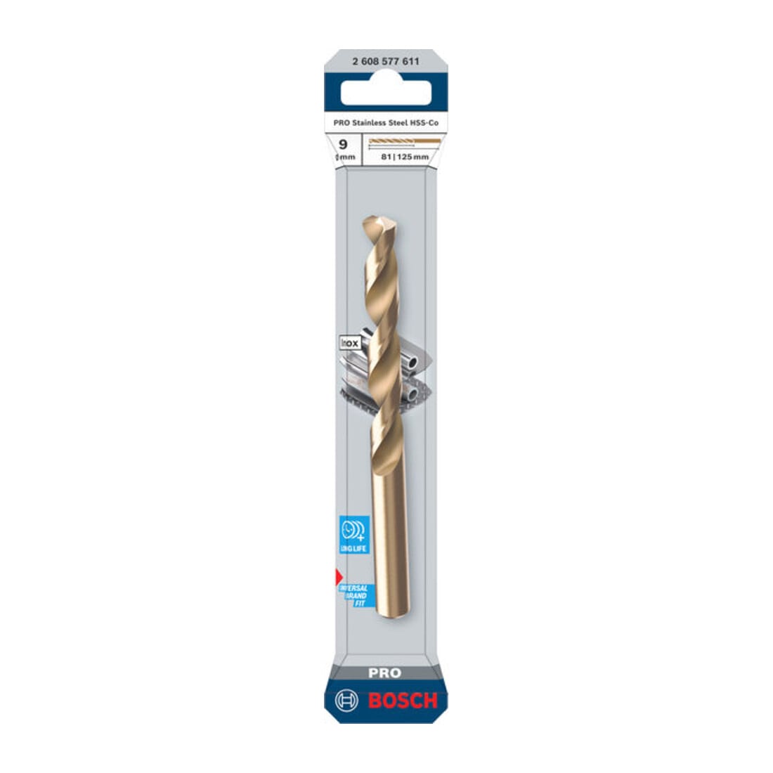 Bosch PRO Punta elicoidale in acciaio inox HSS-Co, 9 x 81 x 125 mm