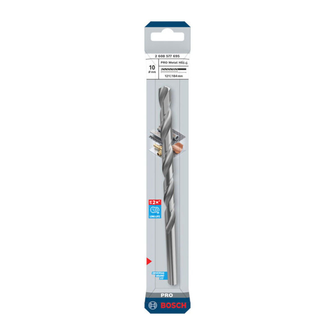 Bosch PRO Punta elicoidale in metallo HSS-G, 10 x 121 x 184 mm