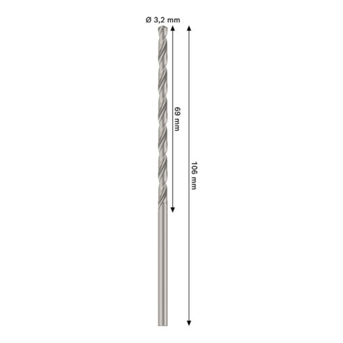 Bosch PRO Punta elicoidale in metallo HSS-G, 3,2 x 69 x 106 mm