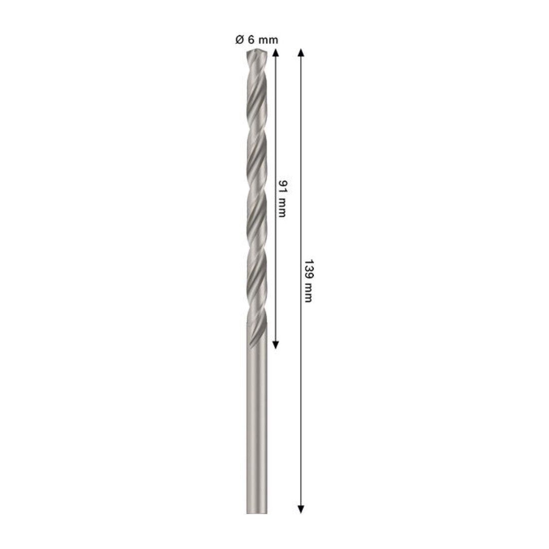 Bosch PRO Punta elicoidale in metallo HSS-G, 6 x 91 x 139 mm