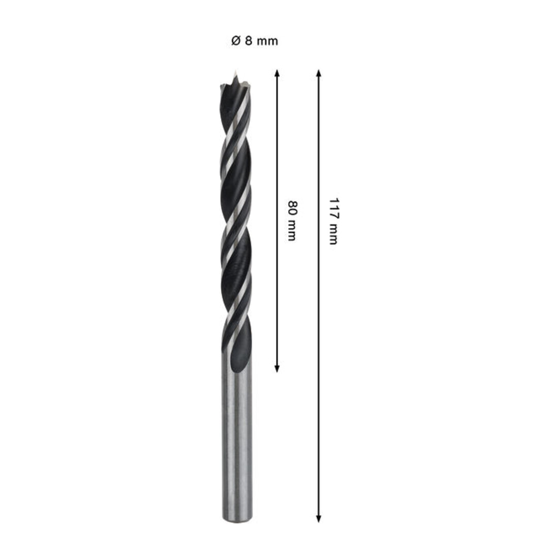 Bosch PRO Punta elicoidale per legno, 8x80x117 mm