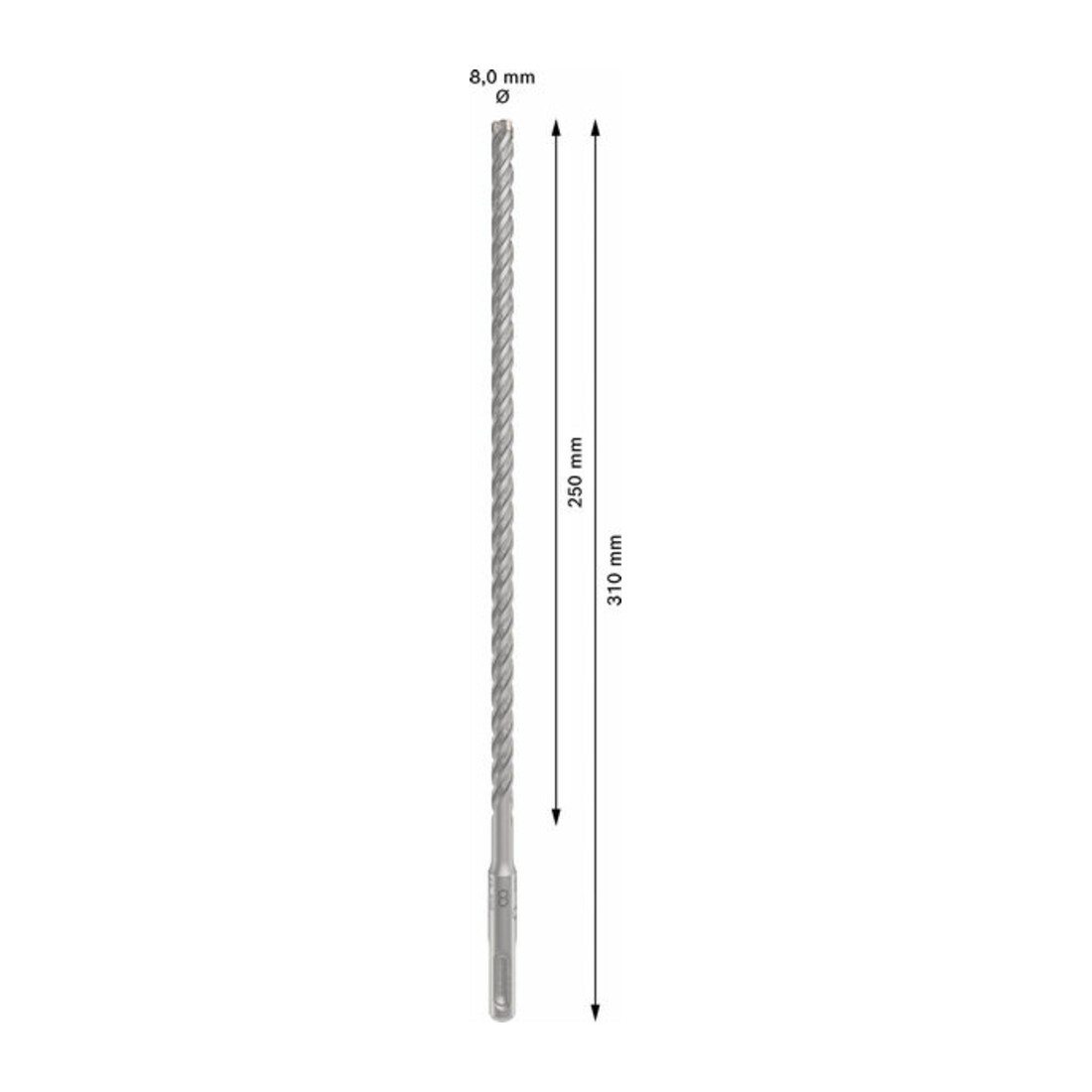 Bosch PRO Punta per martello SDS plus-5X, 8 x 250 x 310 mm
