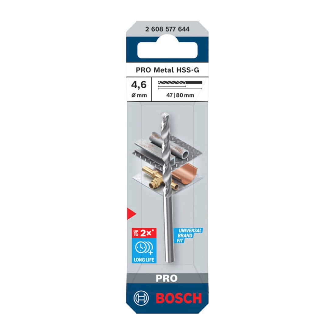Bosch PRO Punte a spirale in metallo HSS-G, 4,6x47x80 mm
