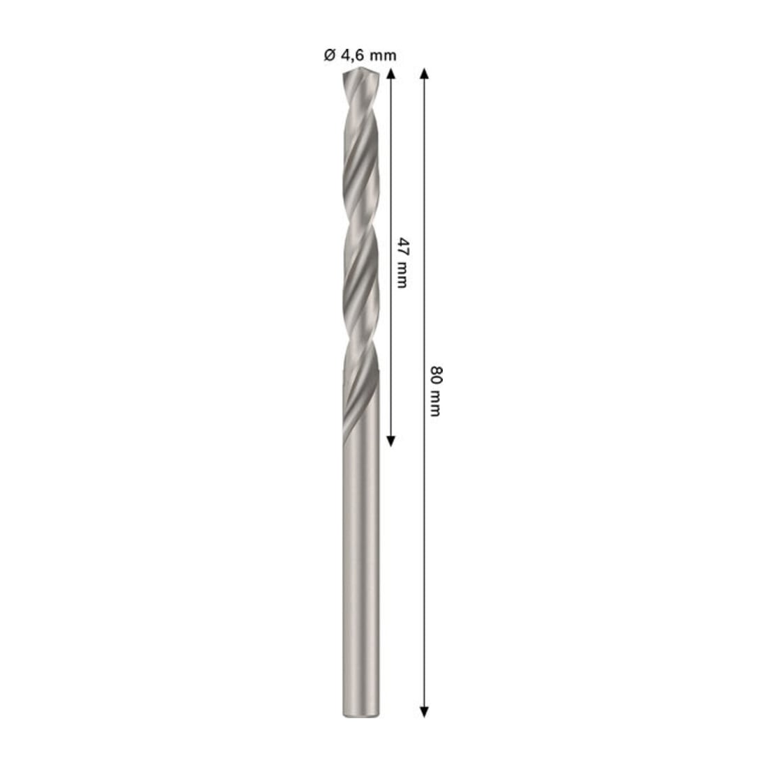 Bosch PRO Punte a spirale in metallo HSS-G, 4,6x47x80 mm