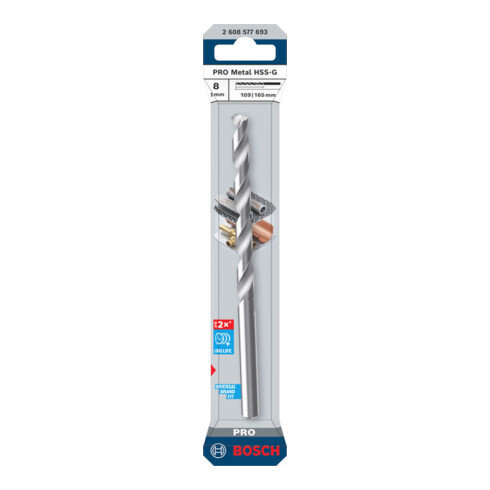 Bosch PRO Punte a spirale in metallo HSS-G, 8 x 109 x 165 mm