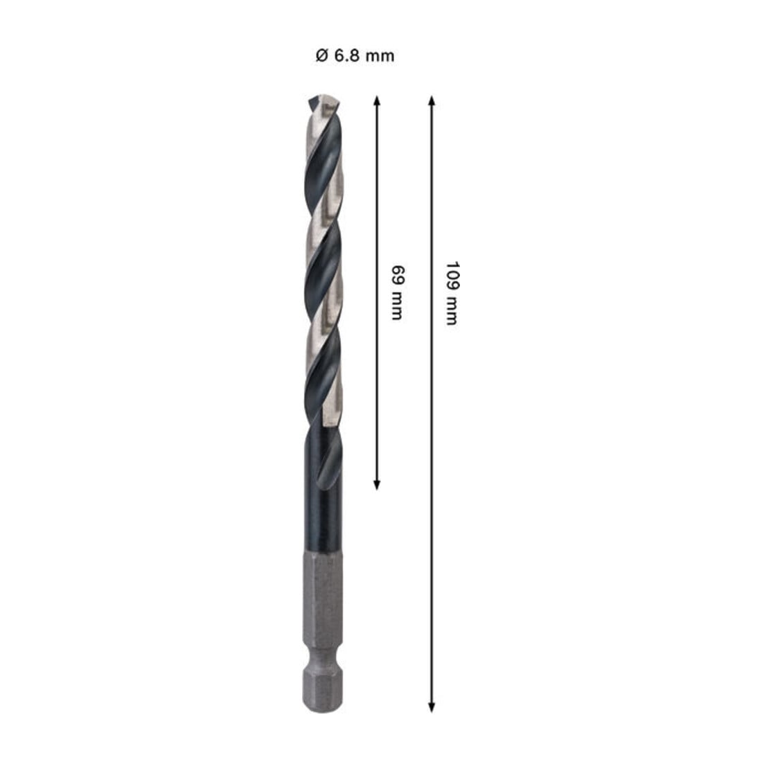 Bosch PRO Punte a spirale metalliche HSS-G Impact, 6,8 x 69 x 109 mm