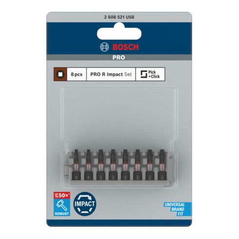 Bosch PRO R Impact Bit Set, 2 x R1, 4 x R2, 2 x R3, 55 mm, 8-tlg