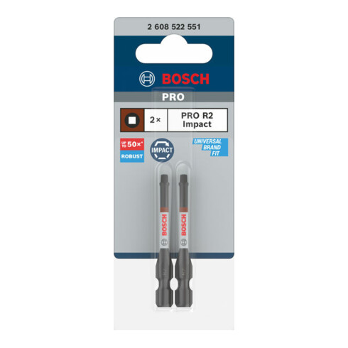 Bosch PRO Robertson Impact Bit, R2, 55 mm, 2-tlg.